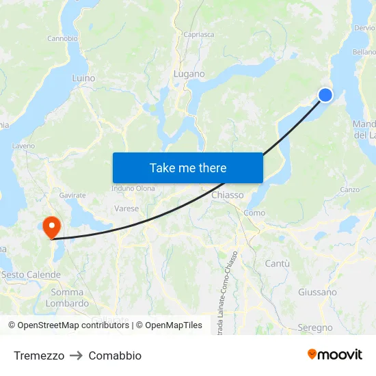Tremezzo to Comabbio map