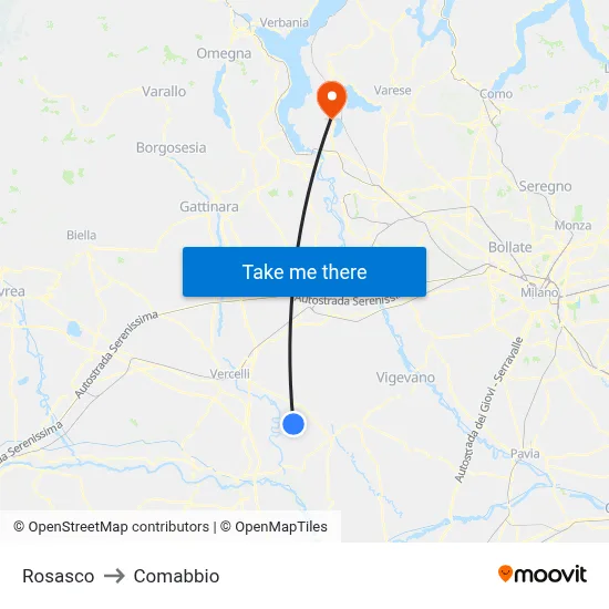Rosasco to Comabbio map