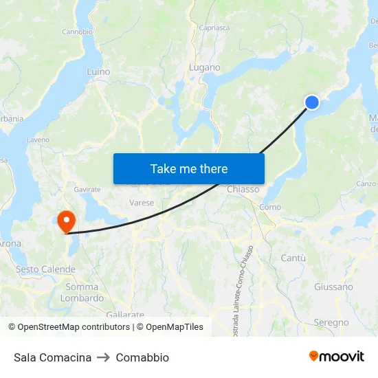 Sala Comacina to Comabbio map