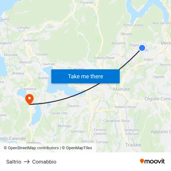 Saltrio to Comabbio map