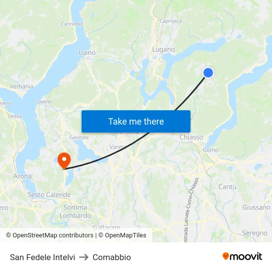 San Fedele Intelvi to Comabbio map