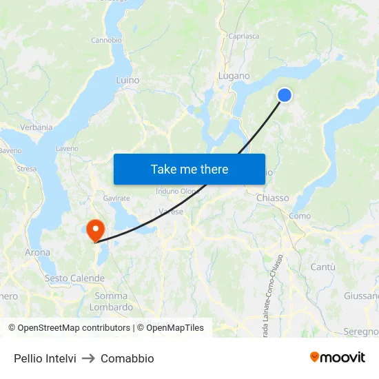 Pellio Intelvi to Comabbio map