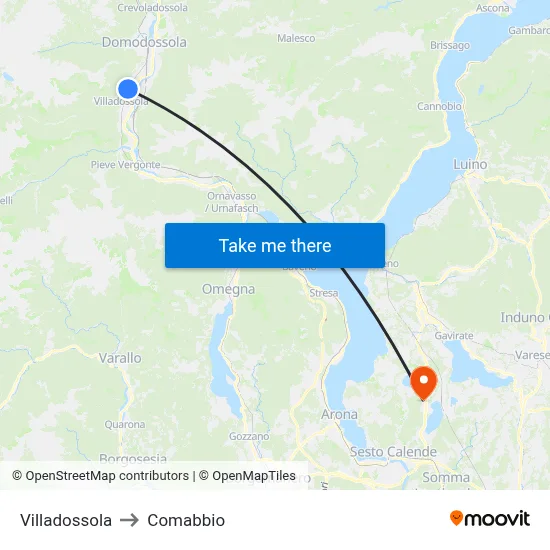 Villadossola to Comabbio map