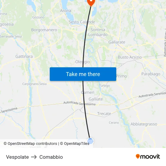 Vespolate to Comabbio map