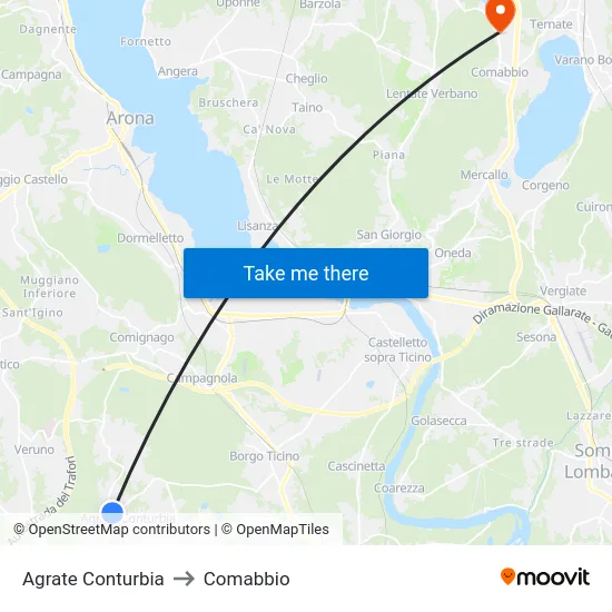 Agrate Conturbia to Comabbio map