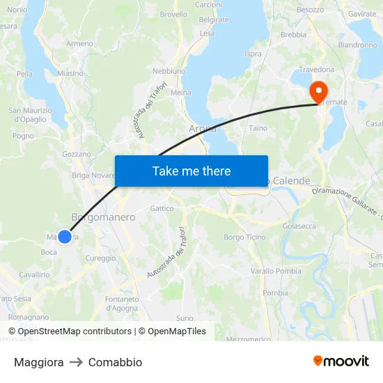 Maggiora to Comabbio map