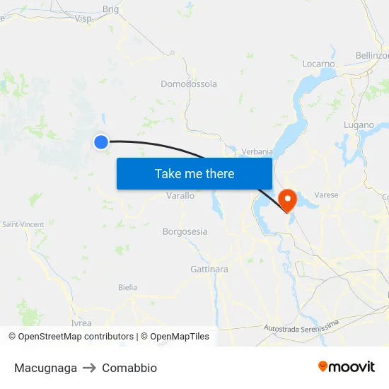 Macugnaga to Comabbio map