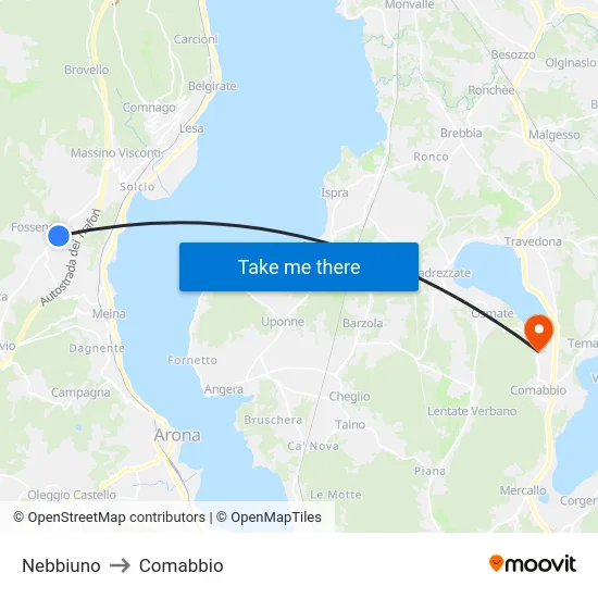 Nebbiuno to Comabbio map