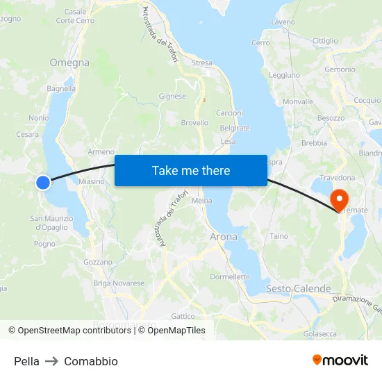 Pella to Comabbio map
