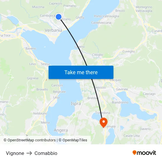 Vignone to Comabbio map