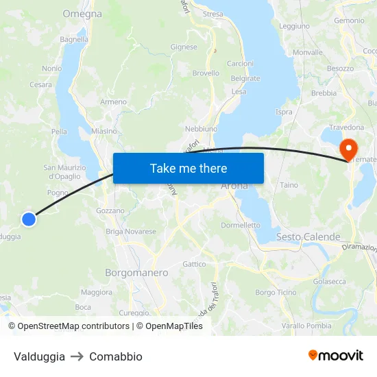 Valduggia to Comabbio map