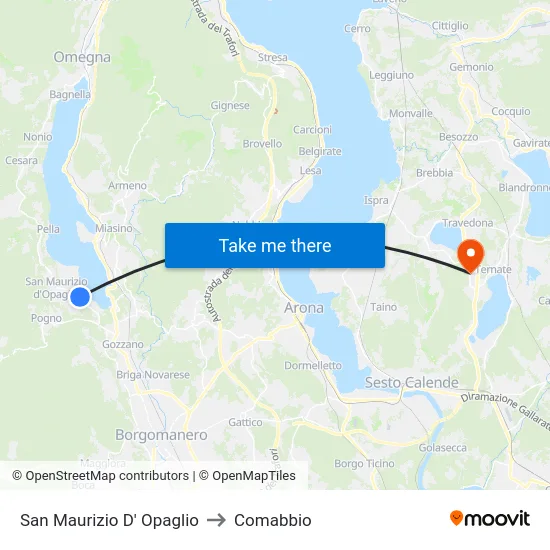 San Maurizio D' Opaglio to Comabbio map