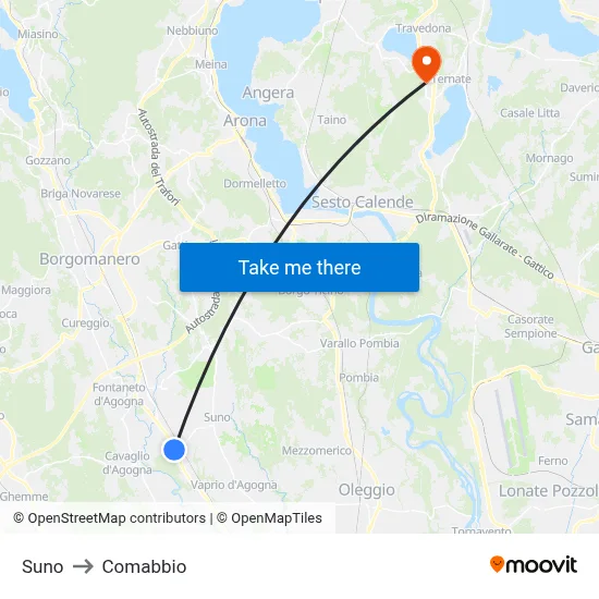 Suno to Comabbio map