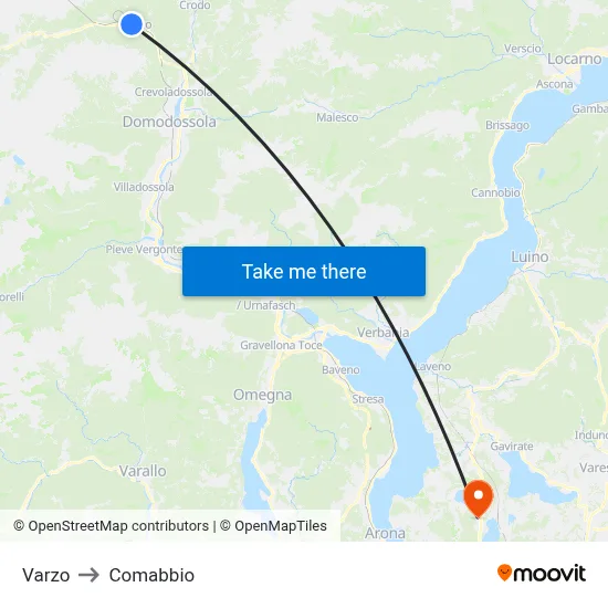 Varzo to Comabbio map