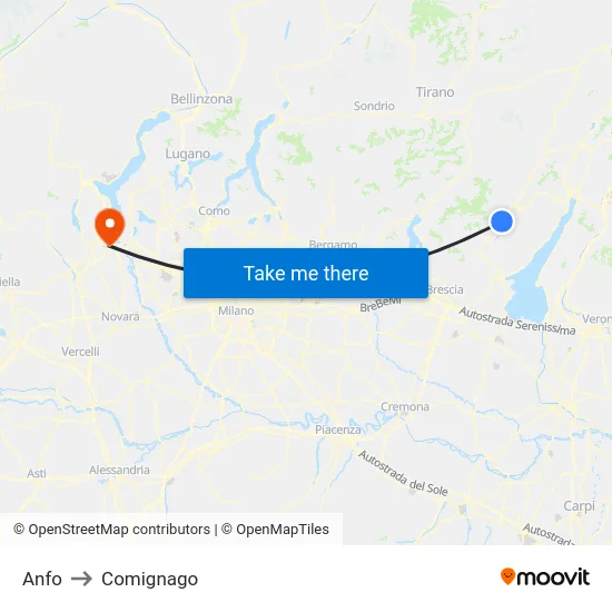 Anfo to Comignago map