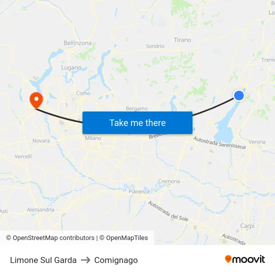 Limone Sul Garda to Comignago map