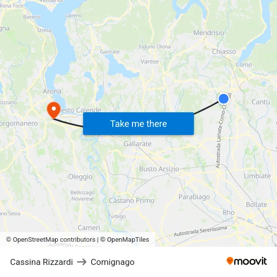 Cassina Rizzardi to Comignago map