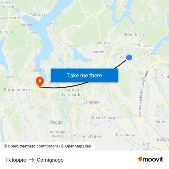 Faloppio to Comignago map