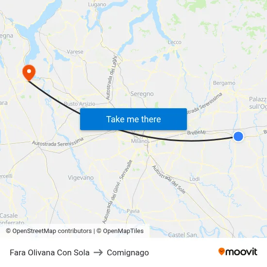 Fara Olivana Con Sola to Comignago map