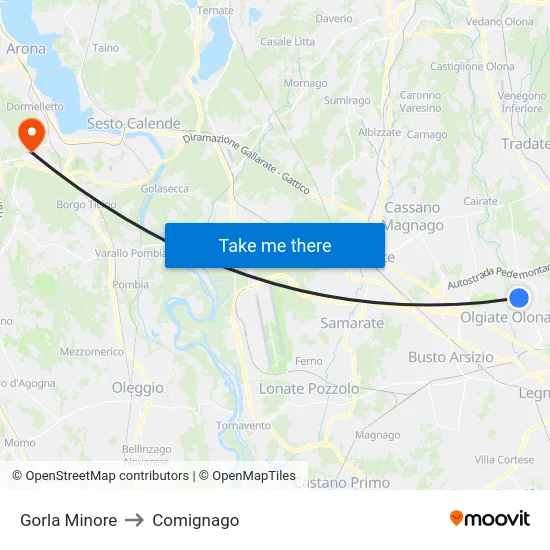 Gorla Minore to Comignago map