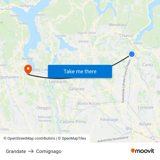 Grandate to Comignago map