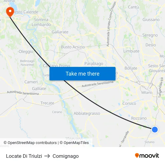 Locate di Triulzi to Comignago map