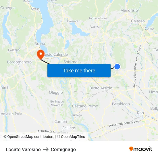 Locate Varesino to Comignago map