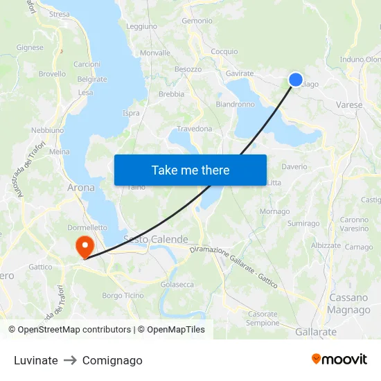 Luvinate to Comignago map
