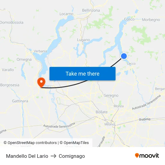 Mandello Del Lario to Comignago map