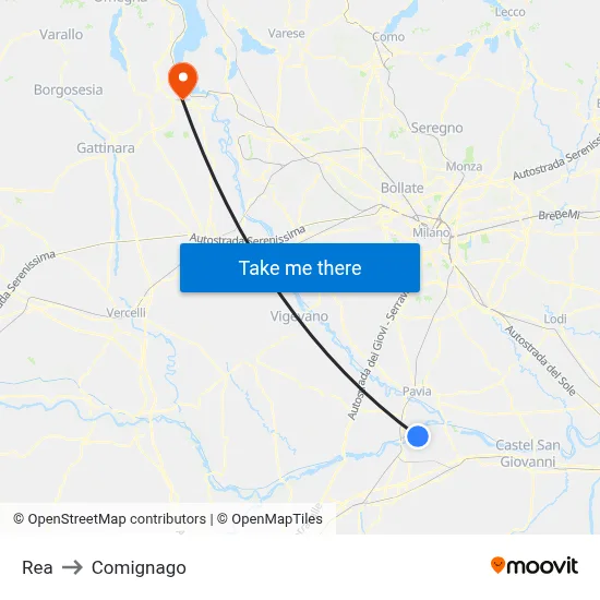 REA to Comignago map