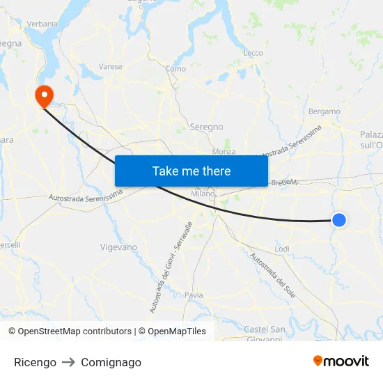 Ricengo to Comignago map