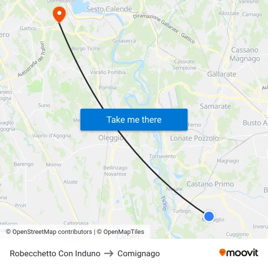 Robecchetto Con Induno to Comignago map