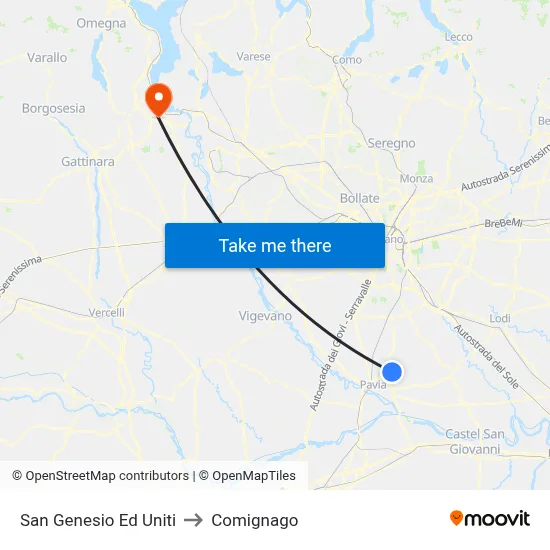 San Genesio Ed Uniti to Comignago map