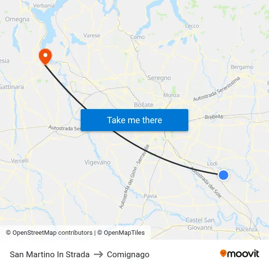 San Martino In Strada to Comignago map