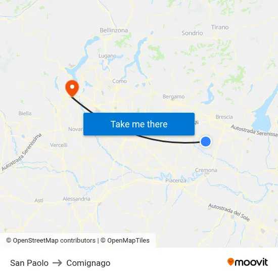 San Paolo to Comignago map