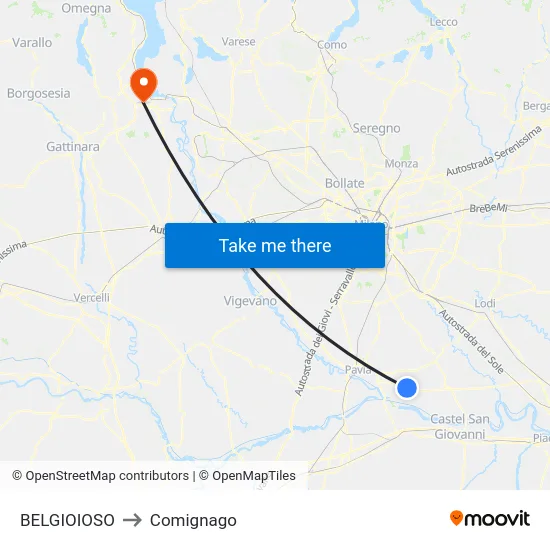 BELGIOIOSO to Comignago map