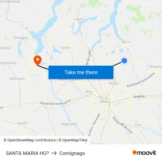 Santa Maria Ho? to Comignago map