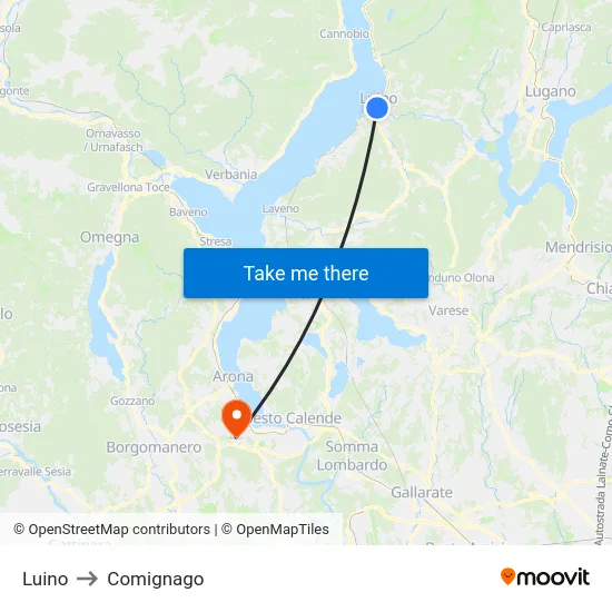 Luino to Comignago map