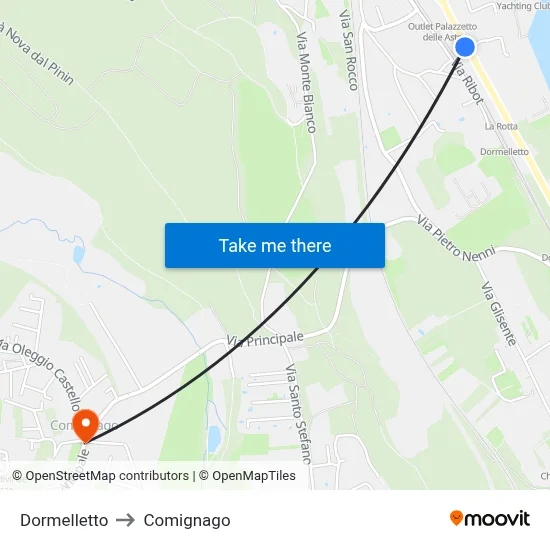 Dormelletto to Comignago map