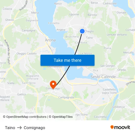 Taino to Comignago map
