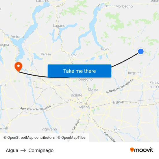 Algua to Comignago map
