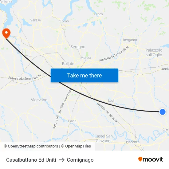 Casalbuttano Ed Uniti to Comignago map