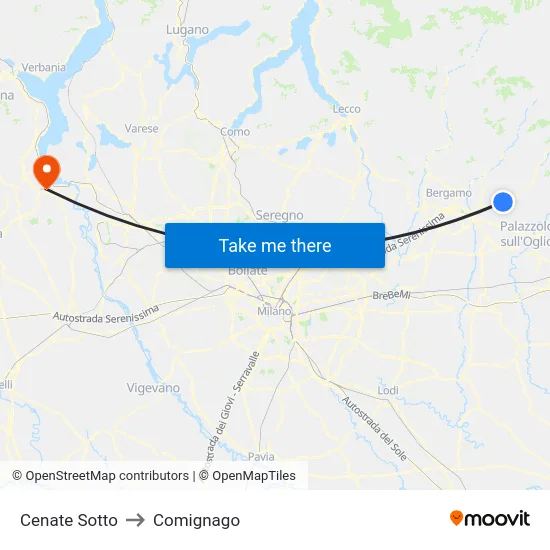 Cenate Sotto to Comignago map