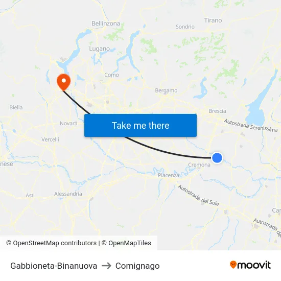 Gabbioneta-Binanuova to Comignago map