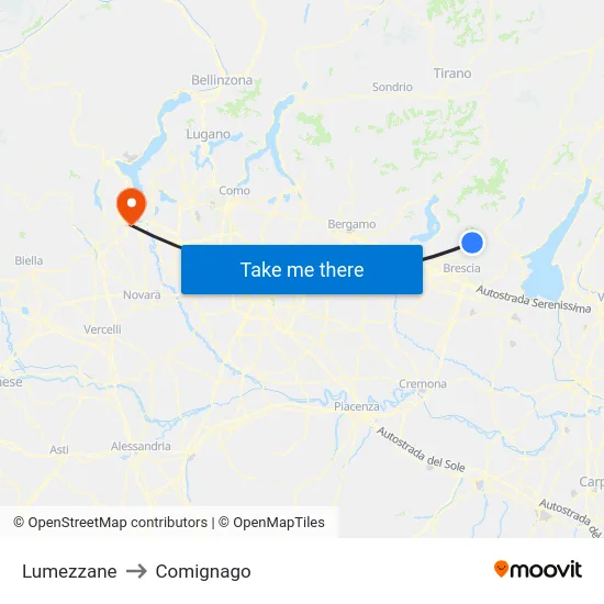 Lumezzane to Comignago map