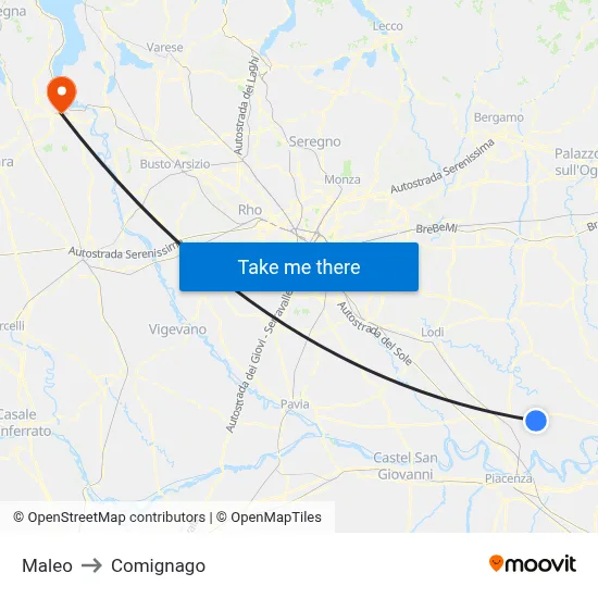 Maleo to Comignago map