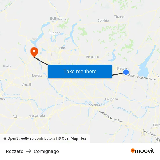 Rezzato to Comignago map