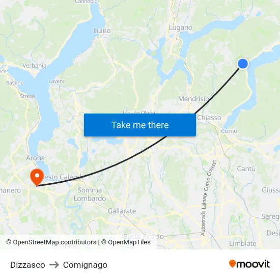 Dizzasco to Comignago map