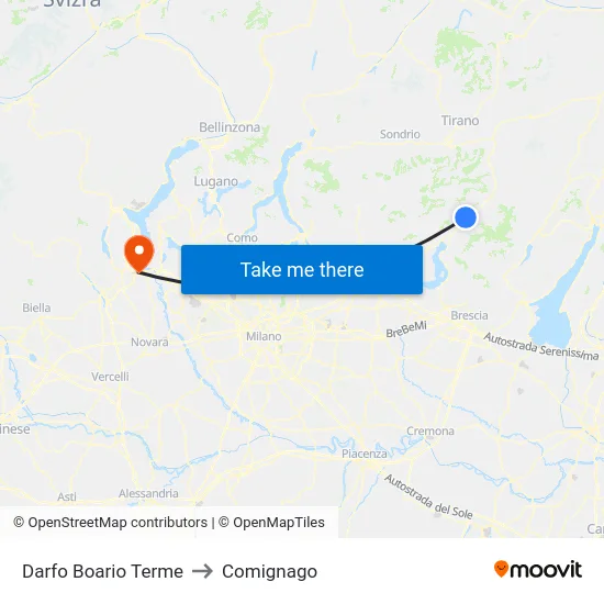 Darfo Boario Terme to Comignago map