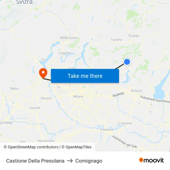 Castione Della Presolana to Comignago map